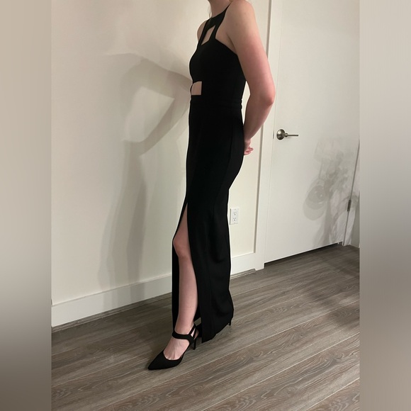 Express Black Formal Gown with Cutouts and Slit - Picture 3 of 6